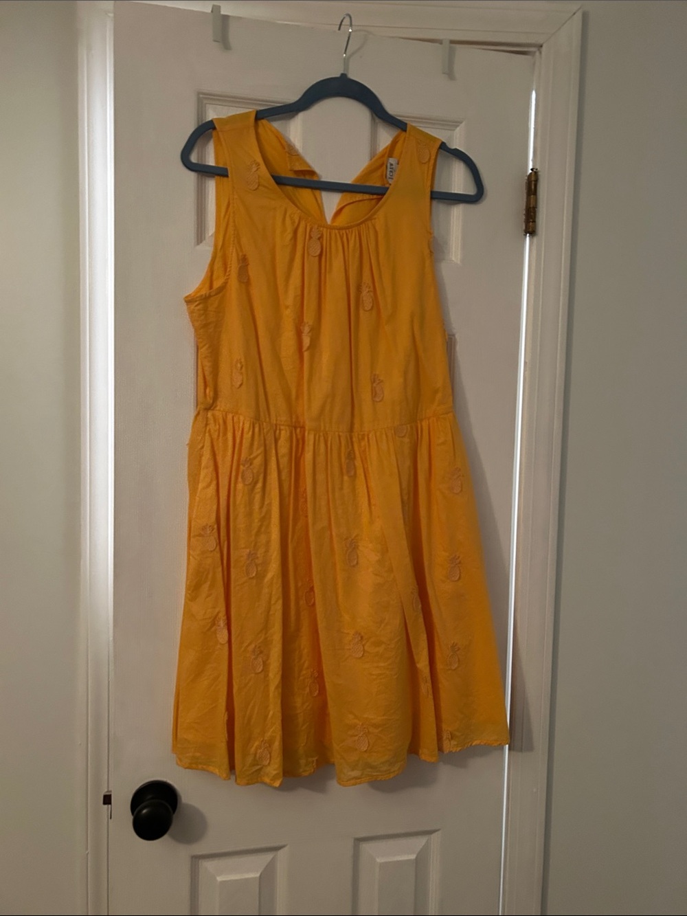 J. Crew Yellow Sleeveless Pineapple-Embroidered Dress